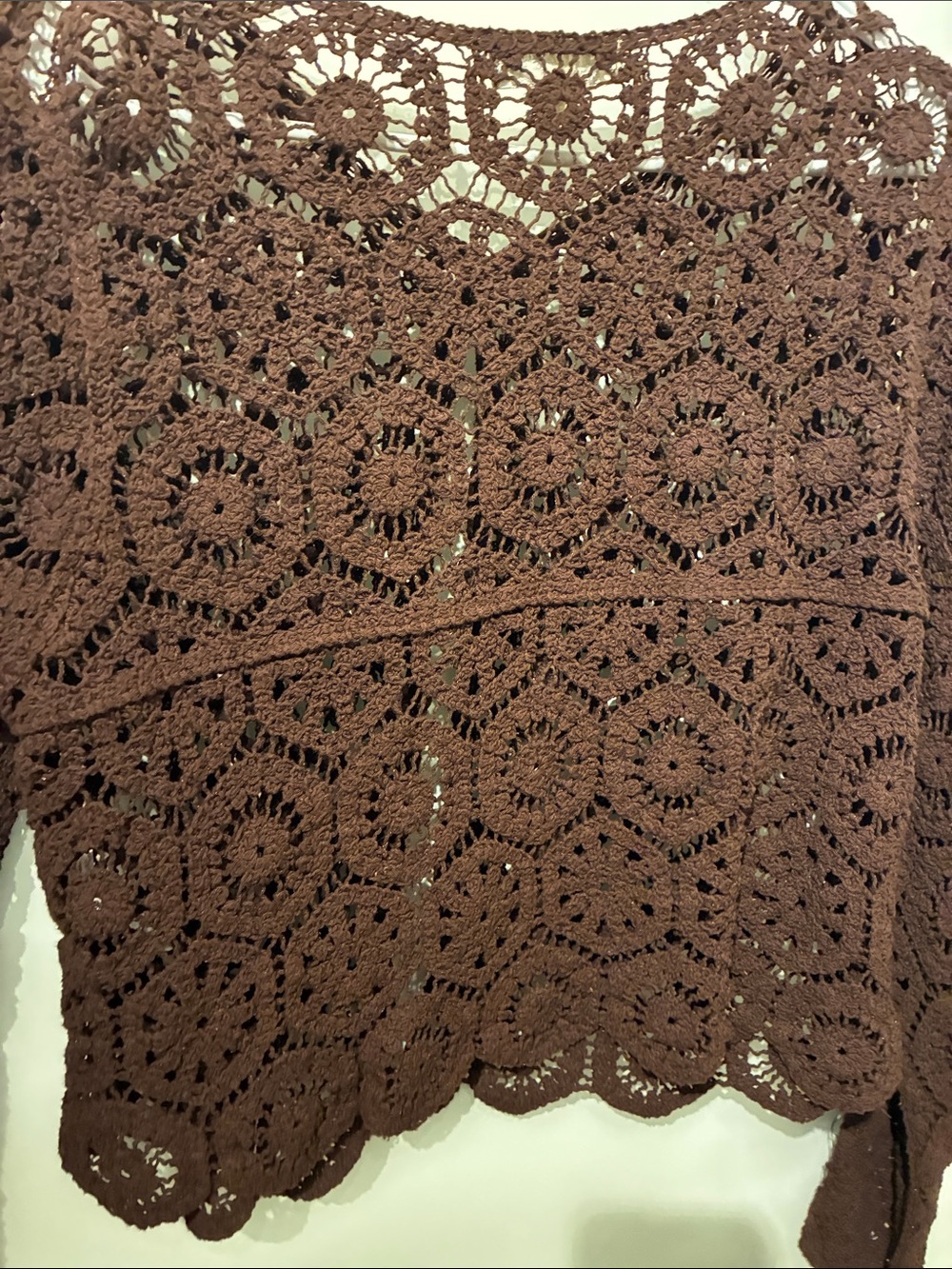 Rebellion Brown Crochet Button-Front Cardigan - Picture 4 of 5